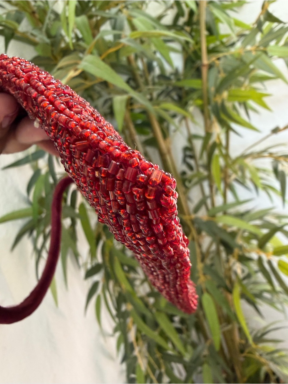 Vintage Red Hand Beaded Evening Bag - Picture 5 of 5